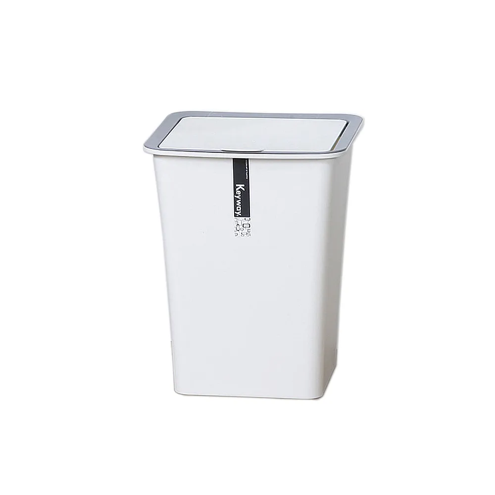【真心良品】白色時尚掀蓋垃圾桶_中-2入(C5302 年前大掃除 桌上型垃圾桶 簡約白 廚房衛浴 KEYWAY聯府)