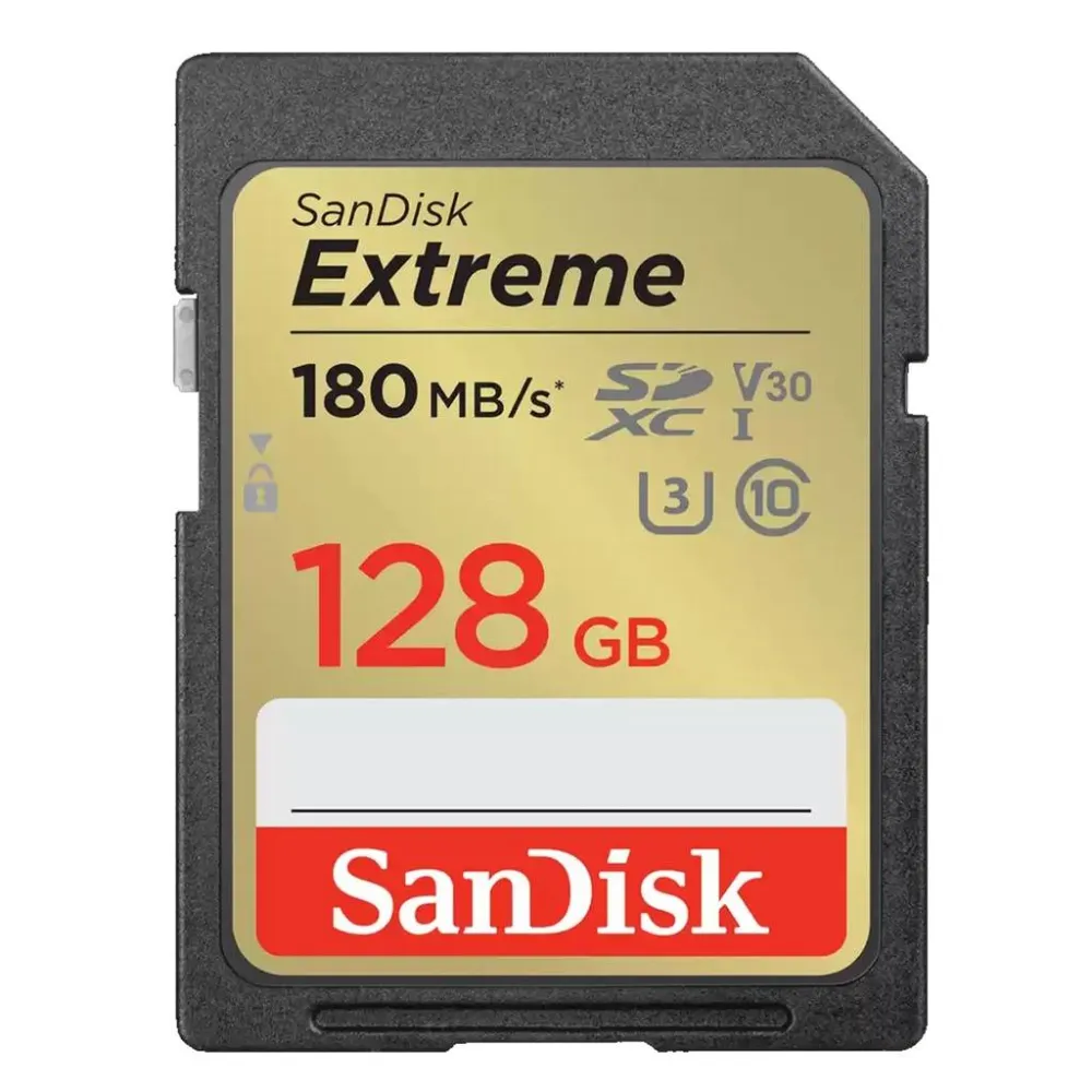 【SanDisk 晟碟】[全新版 再升級] 128GB Extreme SDXC V30  記憶卡 180MB/s(原廠有限 永久保固)