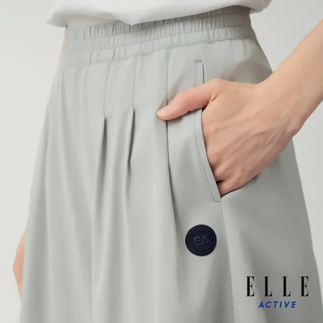 【ELLE ACTIVE】女款 鬆緊腰頭休閒百搭七分寬褲-灰色(EA26S4W3401-93)