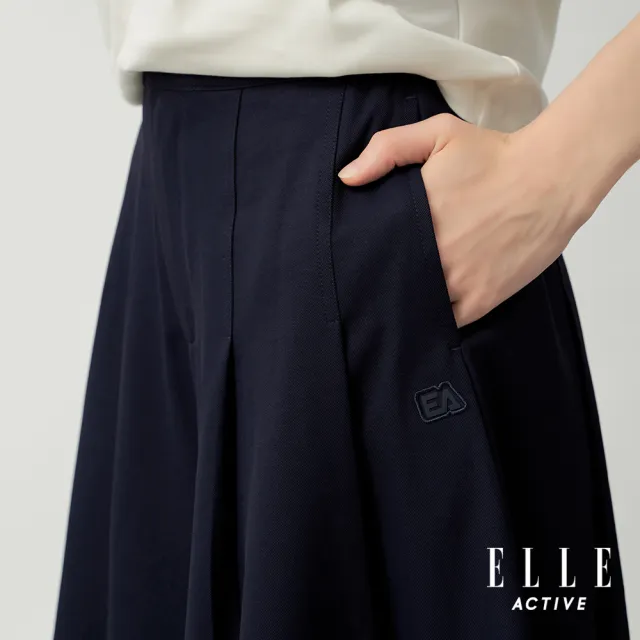 【ELLE ACTIVE】女款 百搭修飾打褶休閒短褲-深藍色(EA26S1W3002-39)