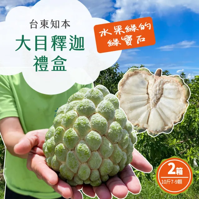 【初品果】台東知本大目釋迦含箱重10斤7-9顆x2箱(產地直送/禮盒/送禮