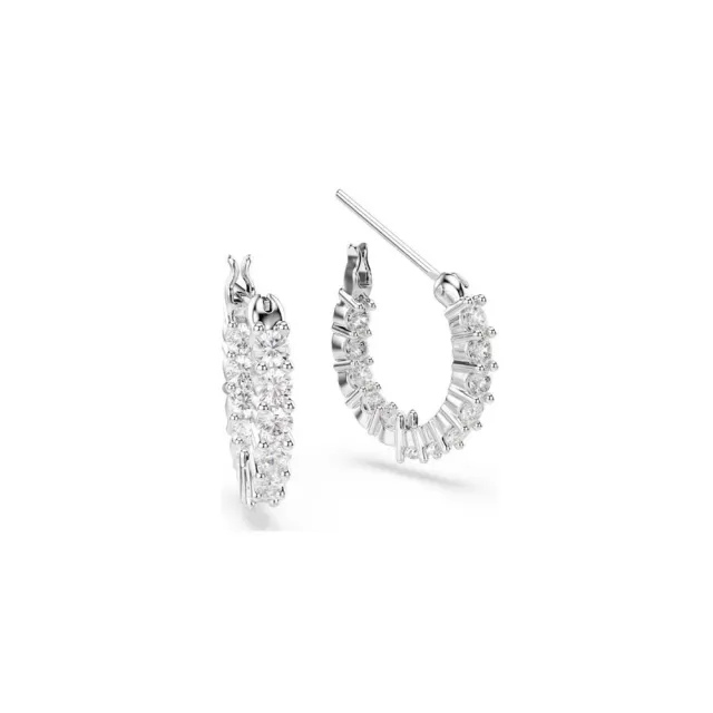 【SWAROVSKI 施華洛世奇】官方直營 Matrix Vittore 大圈耳環 圓形切割 白色 鍍白金色 | 5562126