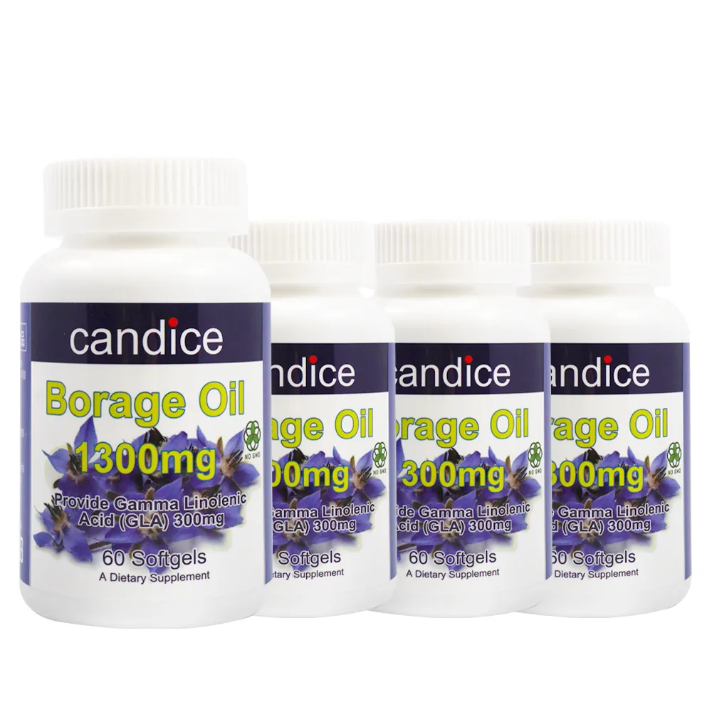 【Candice康迪斯】天然琉璃苣油膠囊/月見草油 四瓶組(60顆/瓶)