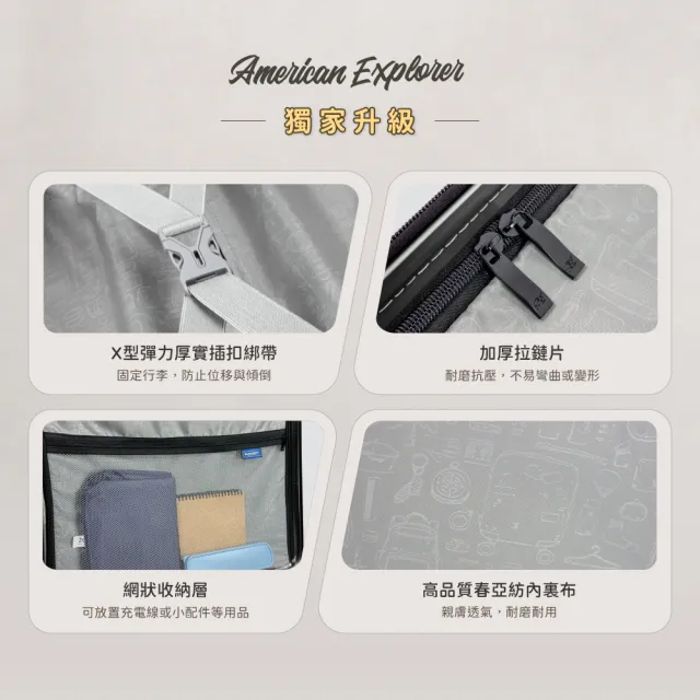 【American Explorer 美國探險家】快倉 28吋 飛機輪 內嵌式密碼鎖 輕量 100%PP 霧面防刮 行李箱 CP6 旅行箱