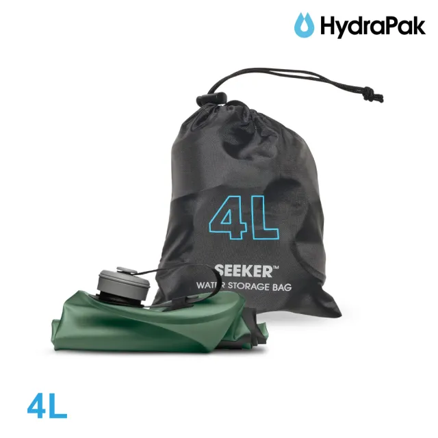 【HydraPak】Seeker摺疊儲水袋A828｜海松綠 4L (附提把 摺疊收納)