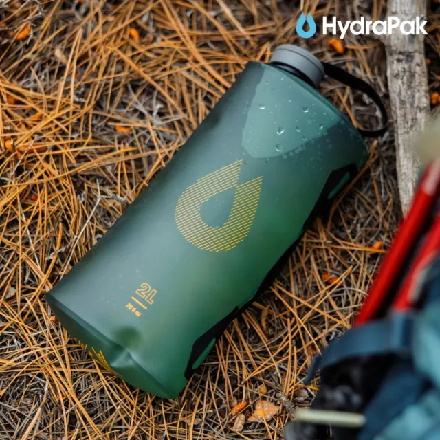 【HydraPak】Seeker摺疊儲水袋A828｜海松綠 4L (附提把 摺疊收納)