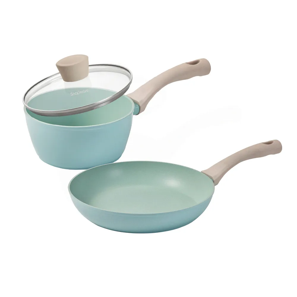 【CorelleBrands 康寧餐具】SNAPWARE 鈦輕量不沾平煎鍋28CM+18CM(IH爐可用)