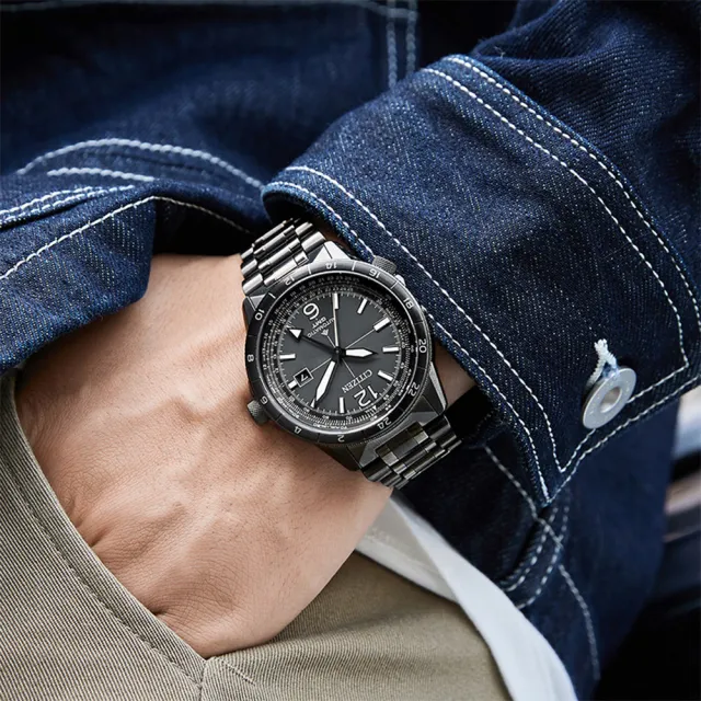 【CITIZEN 星辰】PROMASTER 限量 GMT兩地時間機械錶款-44.5mm 父親節 送禮(NB6045-51H)