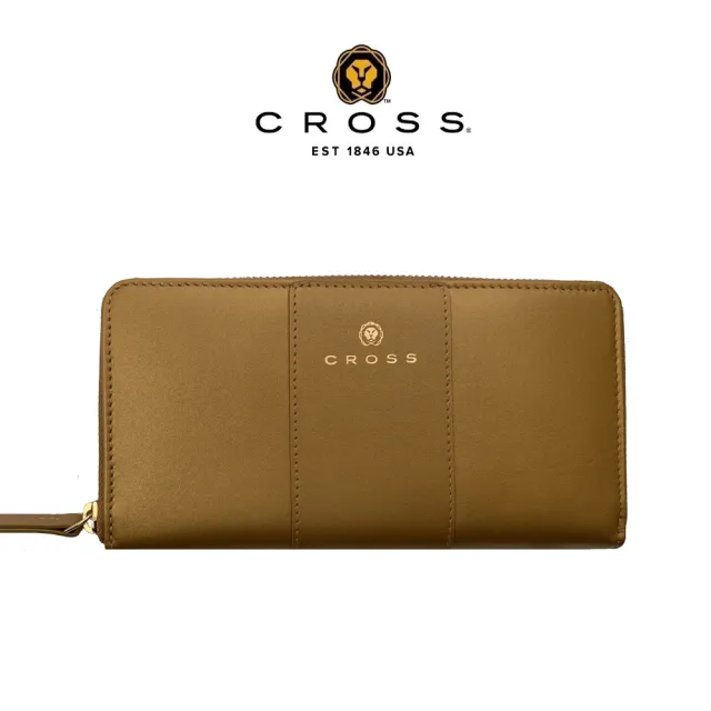 【CROSS】賈姬限定款 頂級小牛皮拉鍊長夾(發財金 送禮盒提袋)