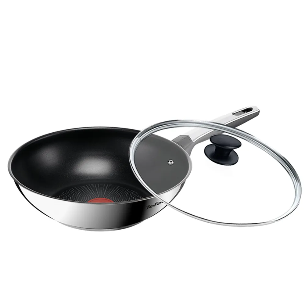 【Tefal 特福】精銳系列28cm不沾鍋炒鍋+玻璃蓋(不挑爐具、IH爐可用鍋)