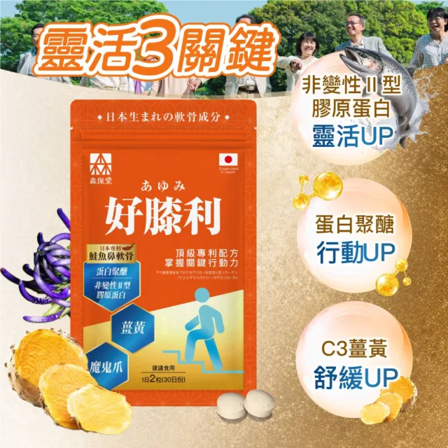 【美康櫻森】好膝利膠原軟骨素 3包共180粒(非變性二型膠原蛋白/蛋白聚醣/薑黃/維生素D3/北海道鮭魚鼻軟骨)