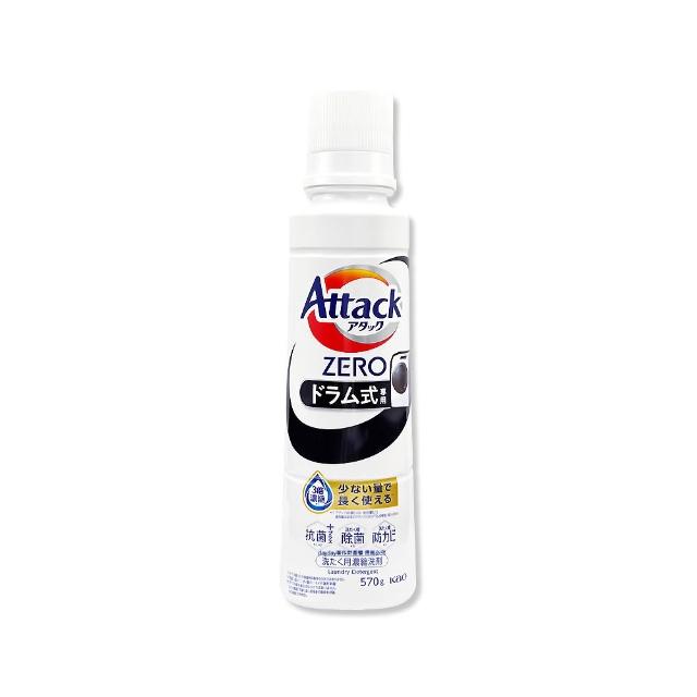 日本花王KAO-Attack ZERO濃縮去污強洗淨消臭洗衣精570g/黑標罐(滾筒式洗烘乾衣機筒槽香氛洗滌液