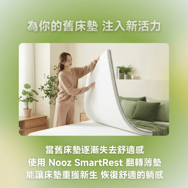 【Lunio】Nooz SmartRest 翻轉薄墊雙人加大6尺(雙面翻轉軟硬任選 改善舊床墊舒適度)