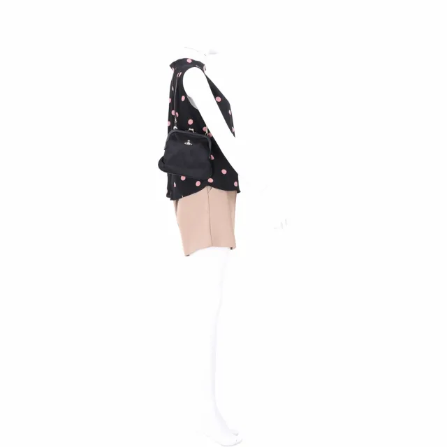 【Vivienne Westwood】Granny Frame 星球標誌黑框人造絲口金包(黑色)