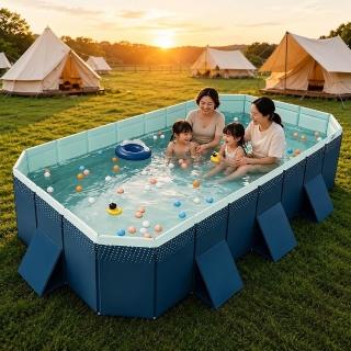 【DaoDi】泳池 免充氣折疊游泳池 2.1米(附豪華戲水組 兒童戲水池 摺疊泳池 家庭水池 儲水桶)