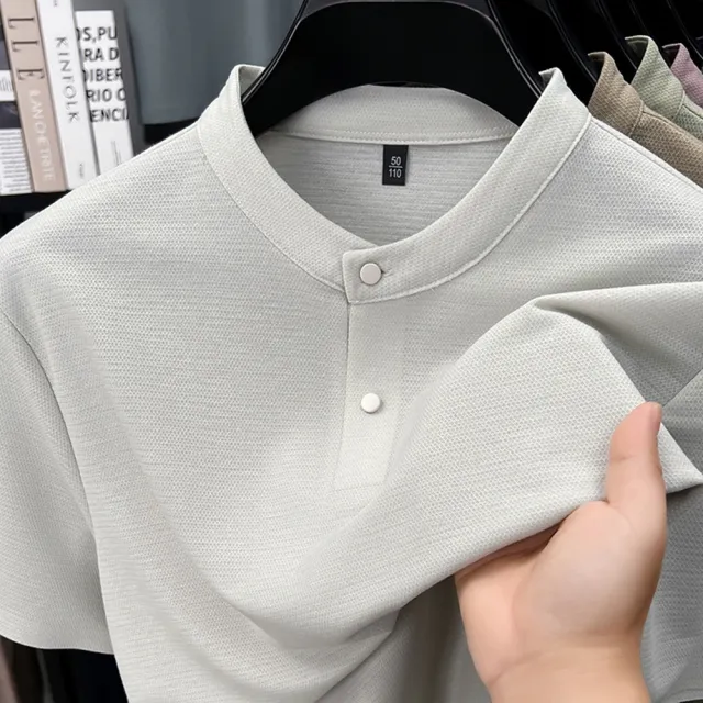 【巴黎精品】現貨+預購男T恤圓領短袖上衣高彈力男裝高爾夫球衫冰絲涼感亞麻透氣男襯衫6色p174ng27