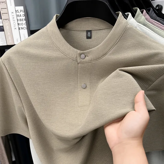 【巴黎精品】現貨+預購男T恤圓領短袖上衣高彈力男裝高爾夫球衫冰絲涼感亞麻透氣男襯衫6色p174ng27
