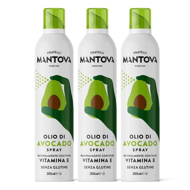 【MANTOVA】義大利酪梨油噴霧3瓶組 (200毫升/瓶) Avocado Oil spray/冷壓酪梨油/氣炸鍋必備/義大利原裝