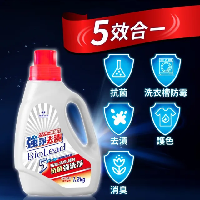 【台塑生醫】BioLead 強淨去漬超濃縮洗衣精瓶裝1.2kg x3