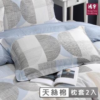 【HongYew 鴻宇】300織天絲棉 歐式壓框薄枕套-尼安斯(2入)