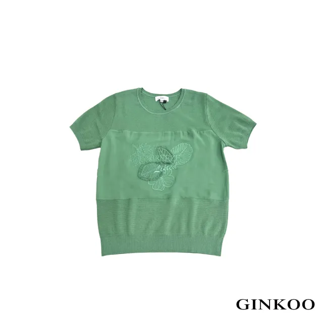 【GINKOO 俊克】拼接花圖案針織上衣