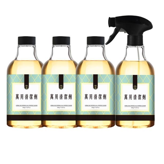 【古寶無患子】小強掰掰-居家萬用清潔劑4入組(噴瓶500gX1入+補充瓶500gX3入)