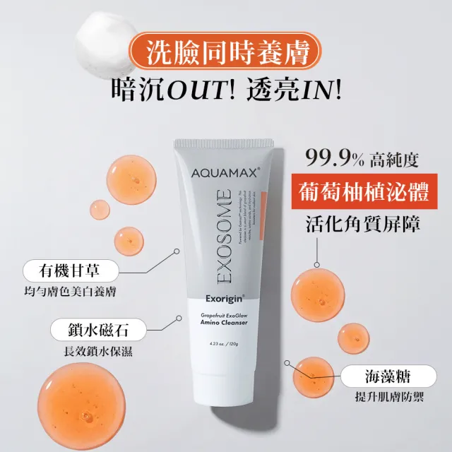 【AQUAMAX 奧科美氏】泌柚夏日淨透穩膚組|胺基酸潔顏+植泌體、濕敷化妝水