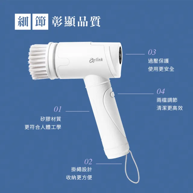 【Arlink】CB15多功能無線電動清潔刷 浴室陳年水垢剋星/廚房油汙/打蠟機/電動浴廁刷/浴室清潔刷/洗鞋機