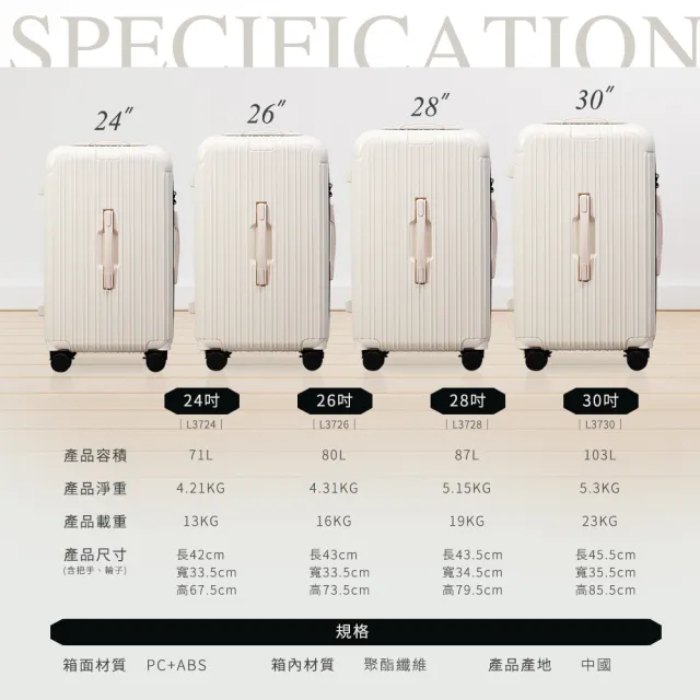 【Arlink】2入組 26吋 3:7胖胖行李箱 旅行箱(行李箱26吋/胖胖箱/拉桿箱/行李箱套/防爆拉鍊行李箱)