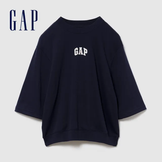 【GAP】男裝 寬版Gap LOGO法式毛圈布七分袖T恤-多色可選(894498)