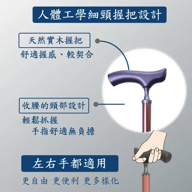 【HOHOCANE 好好杖】有避震器可以站立的手杖/ 四腳拐杖(人體工學細頸握把設計 減少手指與手指的負擔)
