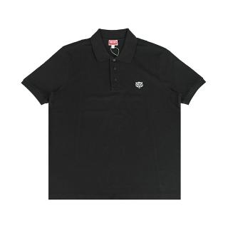 【KENZO】KENZO Happy Tiger 針繡字母LOGO快樂老虎純棉短袖Polo衫(男款/黑)