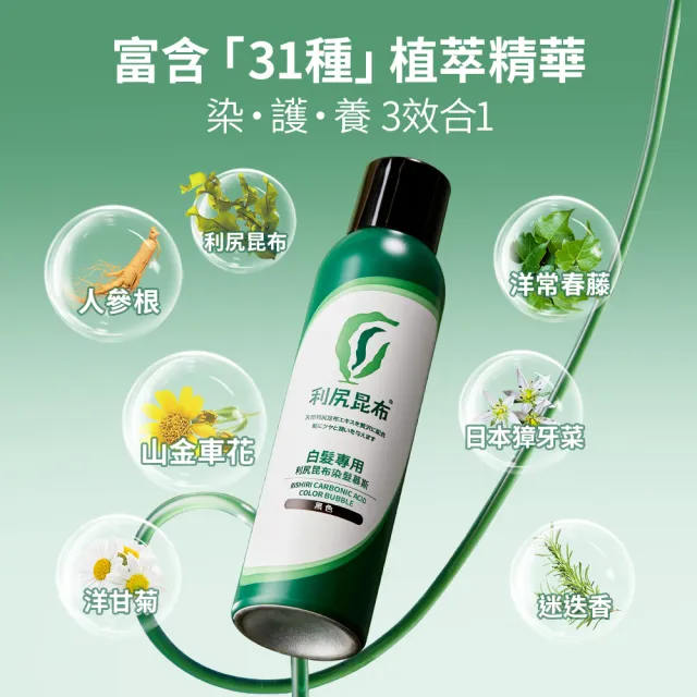 【Sastty】白髮專用利尻昆布染髮慕斯180gx1入(碳酸遮白/滋養頭皮/修護髮絲)
