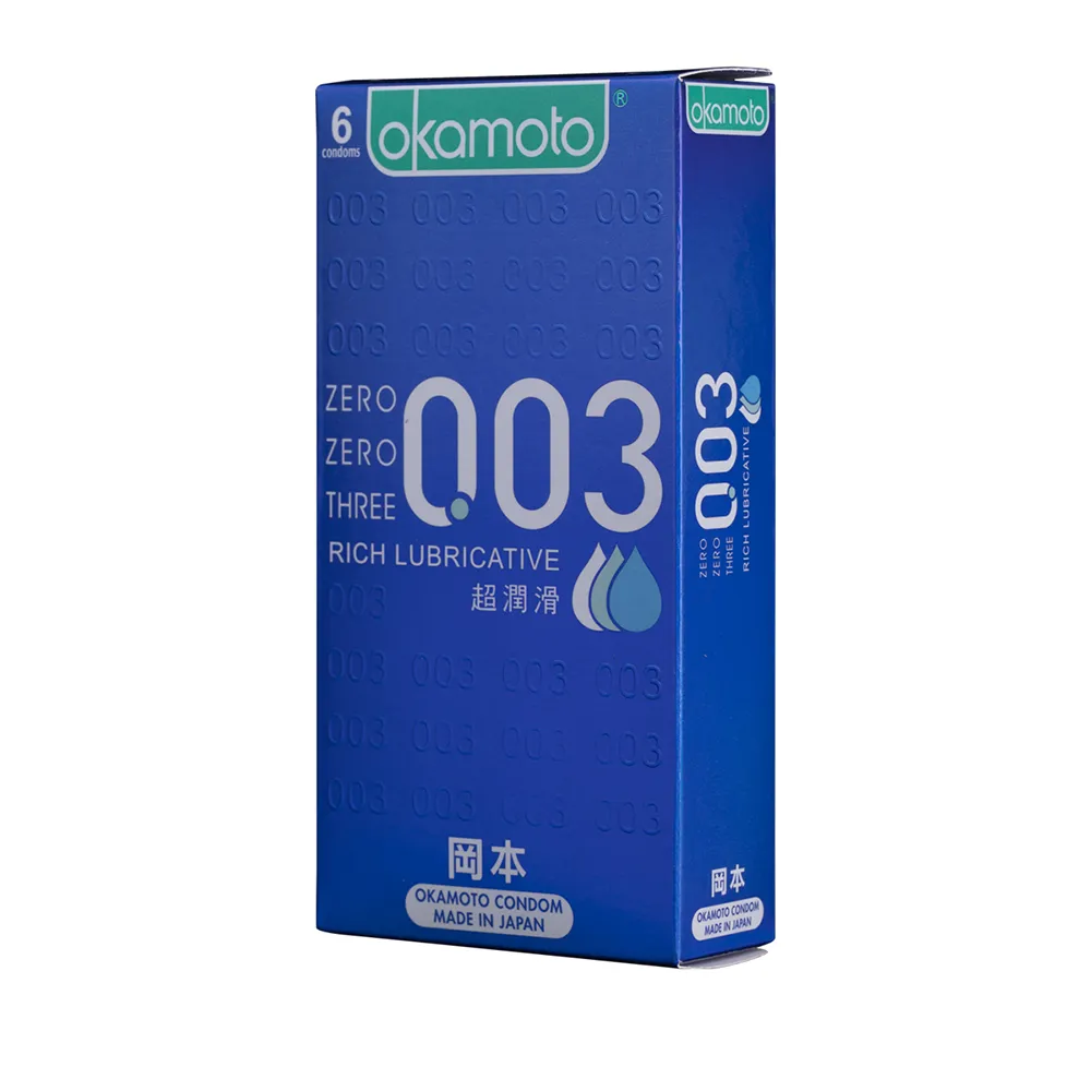 【okamoto 岡本】003RL超潤滑保險套6入/盒(加有潤滑劑/光滑/極薄系列)