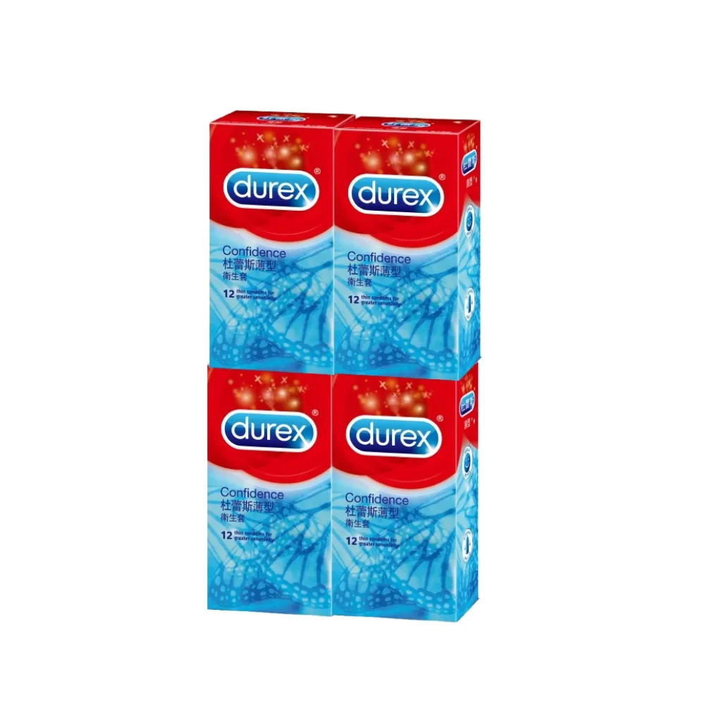 【Durex 杜蕾斯】薄型衛生套4盒(共48入 保險套/衛生套/避孕套/安全套/避孕/保險套推薦)