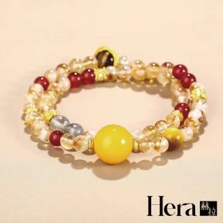 【HERA 赫拉】天然黃塔晶敦煌雙圈手串 H115062601(黃塔晶 雙圈 手串)