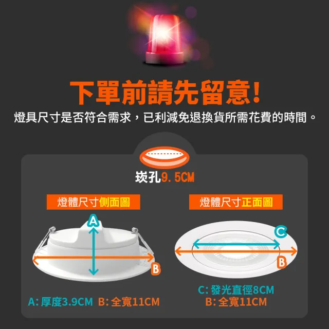 【DanceLight 舞光】10入組 8W廣角 坎燈 LED浩瀚崁燈 崁孔9.5CM 時尚白/貴族黑(白光/黃光/自然光)