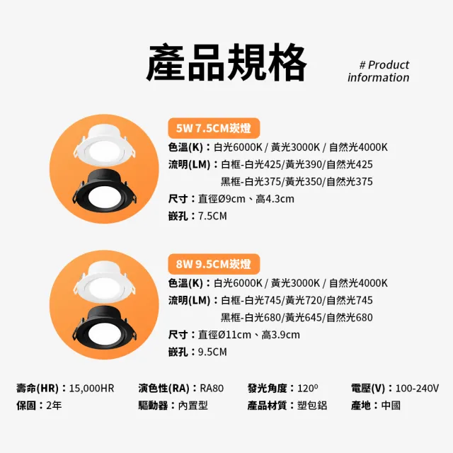 【DanceLight 舞光】10入組 8W廣角 坎燈 LED浩瀚崁燈 崁孔9.5CM 時尚白/貴族黑(白光/黃光/自然光)