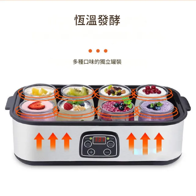 凱琦家居 1.4L 優格機 商用恆溫發酵機 八杯自制酸奶機 110v 定時 不鏽鋼機身 可拆卸