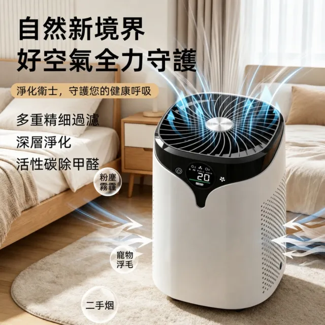 【大城小居】負離子桌面空氣清淨機 寵物吸毛除甲醛除菸味(預購12天)