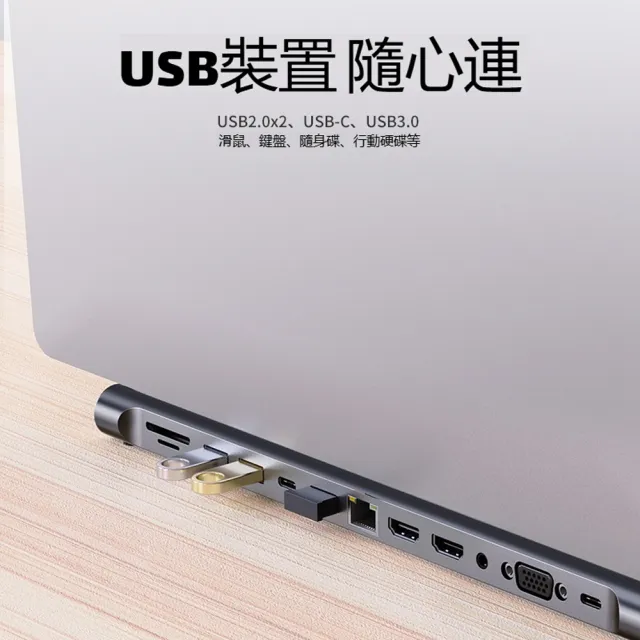 【ANTIAN】12合1 多功能HUB轉接器筆電底座 雙HDMI 百兆網路轉接頭 Mac筆電集線器 筆電支架