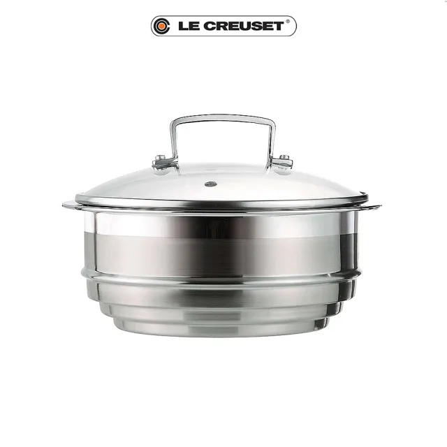 【Le Creuset】Tri-ply不鏽鋼蒸架20cm-附蓋(銀色)