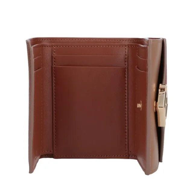 【FENDI 芬迪】Tri-fold FF Diamonds 微型 三摺 皮夾 零錢包 卡夾 短夾 馬鞍棕色 8M0559ALV4F1URW