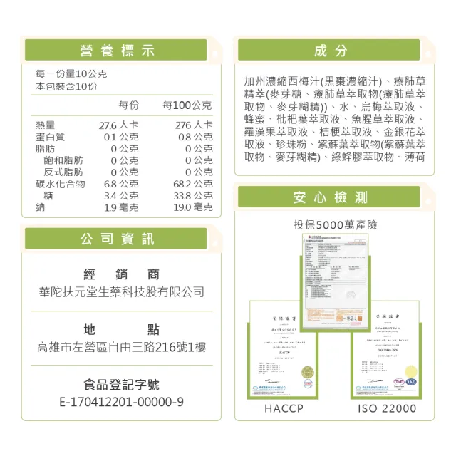 即期品【華陀扶元堂】綠蜂膠療肺草精華素10盒組(10包/盒-清潤護衛/換季保養)