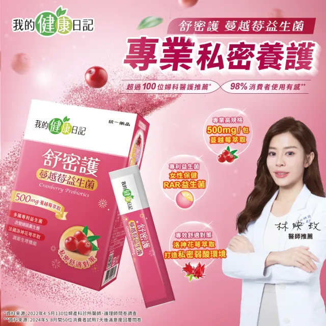 【我的健康日記】雙11限定_舒密護蔓越莓益生菌10盒組共300包特談組(私密保養首選 法國洛神花萼萃取)