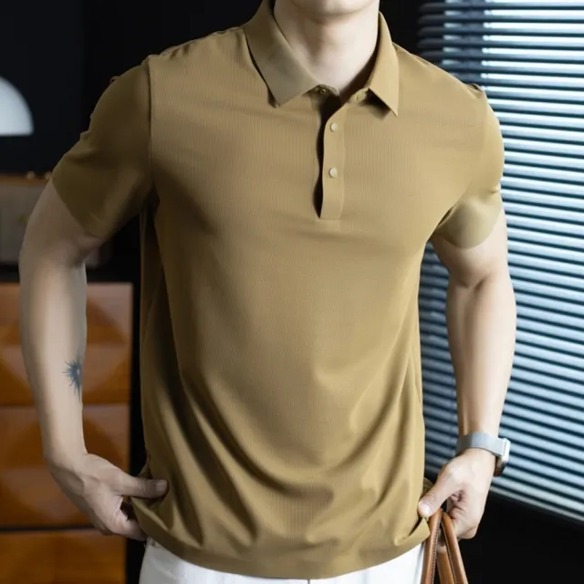 【巴黎精品】現貨+預購 POLO衫男短袖針織上衣高彈力男裝上衣(高爾夫球衫夏季鬆弛感男襯衫9色a1ne1)