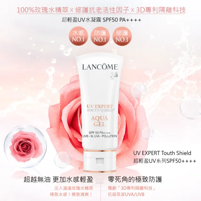 【LANCOME 蘭蔻】官方直營 NEW超輕盈UV水凝露SPF50 PA++++30ml(LANCOME/水感防曬/抗老)