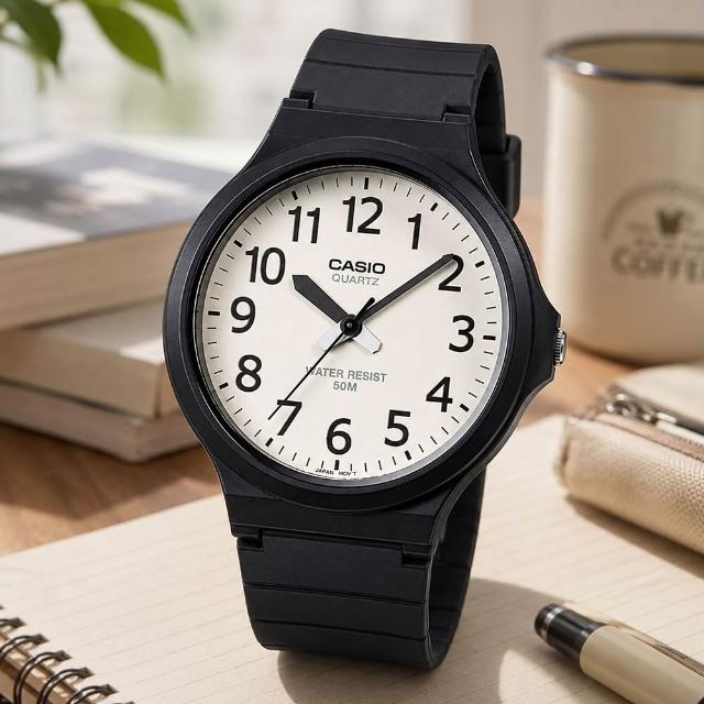 【CASIO 卡西歐】MW-240-7B 極簡色彩大錶面指針錶(學生考試必備 錶徑約4.36公分)