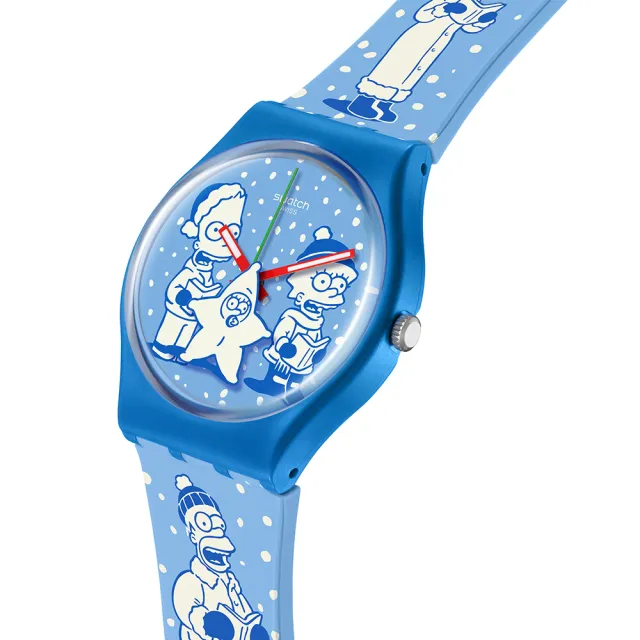 【SWATCH】TIDINGS OF JOY 辛普森家庭/經典手錶/男錶/女錶/瑞士製造 SO28Z126(34mm)