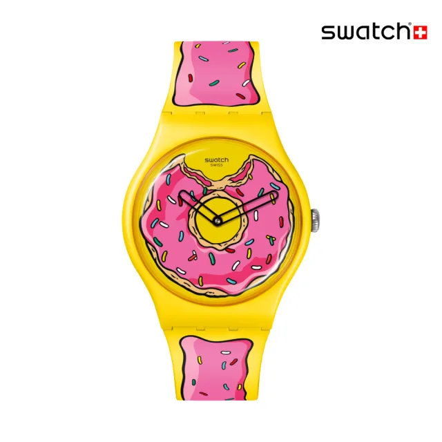 【SWATCH】SECONDS OF SWEETNESS 辛普森家庭/甜甜圈錶/經典手錶/男錶/女錶/瑞士製造 SO29Z134(41mm)